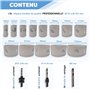DIAMWOOD - Coffret 13 Trépans Bi-Métal HSS (M3) PRO Acier Bois PVC | Scie Cloche 13 Pcs Lame de Scie + 2 Mandrins + 3 Forets Pil