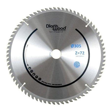 DIAMWOOD - Lame de Scie Circulaire Bois Alu pour Scies à Onglet | Découpe Parfaite et Polyvalente | 72 Dents Alternées Positives