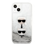 Karl Lagerfeld KLHCP13SKICGLS Coque de Protection pour iPhone 13 Mini 5,4" Argent Liquid Glitter Karl&Choupette Head