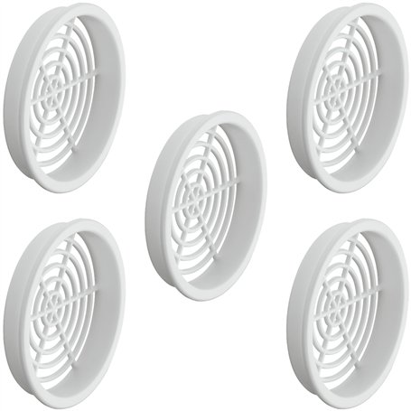 cyclingcolors 5x Grille de ventilation aération ronde plastique diamètre encastrement 60mm hauteur 9mm cache protection plafond