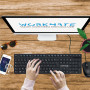 AD ADVANCE Workmate : Clavier Filaire AZERTY 105 Touches/Touches silencieuses/Hauteur réglable/Cable USB 1,45 M/PC, Portable, Or