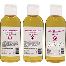 Purespa coffret de 3 Huiles de Massage pour Moments intimes - Coffret Invitation au massage sexy et relaxant