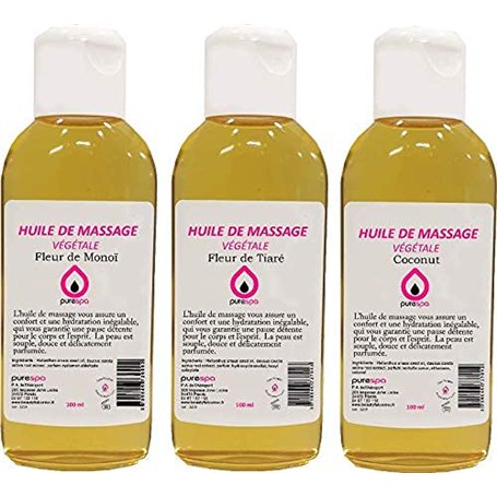 Purespa coffret de 3 Huiles de Massage pour Moments intimes - Coffret Invitation au massage sexy et relaxant