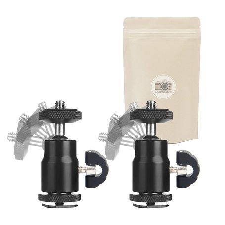 X2 Rotule tête Sabot Flash Hot Shoe pour Appareil Photo vis 1/4" Compatible Toutes Marques Nettoyage Capteur Objectif - ADAPTOUT