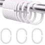 PARENCE.- Lot de 30 Anneaux de Rideau de Douche - Crochet de Rideau en Forme de C - Plastique de Qualité, Blanc - 30 Pièces