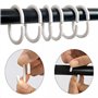 PARENCE.- Lot de 30 Anneaux de Rideau de Douche - Crochet de Rideau en Forme de C - Plastique de Qualité, Blanc - 30 Pièces