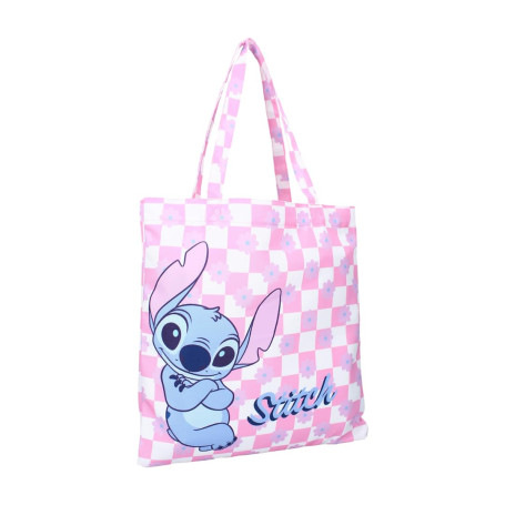 mybagstory - Sac Shopping Stitch Rose - Femme - Adolescente - Plage - Courses - Lycée - Collège - Taille 40 cm - Bretelles - Idé