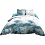 Le linge de Jules 220x240 - Ginko Bleu Housse de Couette 220x240 + 2 taies - Pur Coton 57 Fils - Ginko Bleu