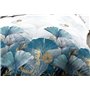 Le linge de Jules Parure Drap Plat + Drap-Housse 140x190 + 2 T - Pur Coton 57 Fils - Ginko Bleu