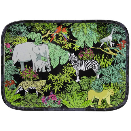 Les Jardins de la Comtesse - Grand Plateau en Mélamine Pure Noir/Vert - Grand Plateau de Présentation du Service de Table Jungle