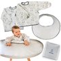 Hello Hippo® Kit 2 bavoirs et plateau de diversification imperméables gris à motif pour chaise haute bébé - Bavoirs + plateau d’