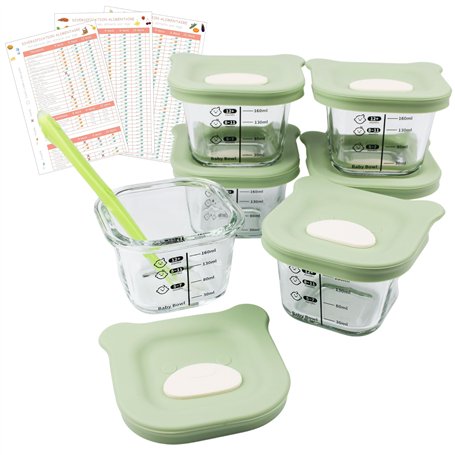 HELLO HIPPO® Lots de 6 Petit Pots en verre Bébé 180ml - Idéaux pour Compotes