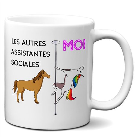 L'Esprit Des Anges Tasse-Mug Meilleure Assistante Sociale Licorne - Idée Cadeau Humour Original Anniversaire