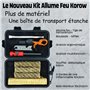 Allume Feu de Survie + Soufflet INOX + Bois Résine + Corde Inflammable x3 + Boite Coffret Etanche Pierre à Feu Kit de Survie Fir