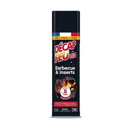 DECAPFOUR Feu Barbecue & Inserts | Mousse Active | Élimine Suie & Graisse Brûlée | Agit en 5 min | Fabriqué en France | Aérosol