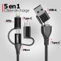 5 en 1 charge rapide 18W et transfert de données - USB ou USB C (Type-C) vers USB-C/Micro