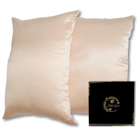 Ade'Soie - Taie Oreiller en Soie 50x70 Lot de 2 I 100% Soie de Mûrier Bio 22 Momme 6A certifiée Oeko-Tex I Bienfaits Cheveux et