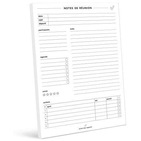 Bloc-Note A5 pour Réunions et RDV : Carnet de Notes Professionnel de 50 Pages