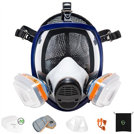 AirGearPro G-750 Masque de Protection Respiratoire Intégral avec Filtres A1P2 | Masque à gaz Anti-poussière pour Peinture