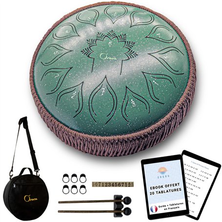 ORORA Handpan Steel Tongue drum (12 pouces 13 notes) - Instrument de musique enfant et adulte - Tambour zen et méditation - Eboo