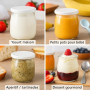 16 Pots Yaourt en Verre avec Couvercles Hermetique, Pot Yaourt en Verre avec Couvercle, Bocal Crème avec Couvercle en Plastique 