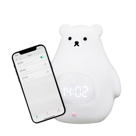 Kemi Goods Réveil Enfant Jour/Nuit avec Veilleuse LED – Contrôle Via Appli iOS/Android – Réveil Éducatif et Lumineux – Rechargea