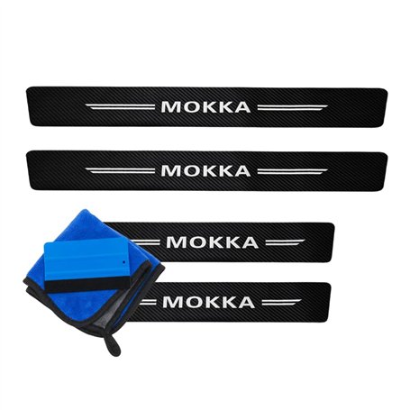 ODOKIT Seuil De Protection Fibre De Carbone Noir - Compatible avec Opel Mokka - Accessoires 4 Pièces - Facile à Installer - Pose