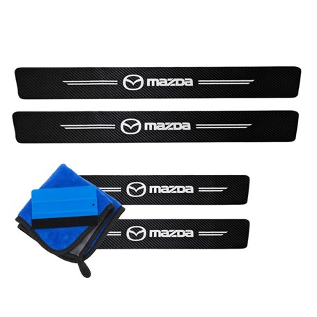 ODOKIT Seuil De Protection Fibre De Carbone Noir - Compatible avec Mazda CX-5 CX-30 2 3 CX-60 - Accessoires 4 Pièces - Facile à