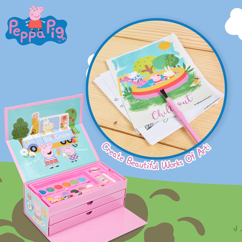 Coffret Créatif Peppa Pig - 30 Pièces Pour Dessin, Coloriage Et Peinture - Idée Cadeau Fille - 5