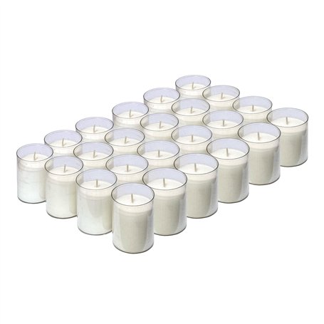 Horeca Candles - Bougies chauffe-plat blanches - Durée 24 heures - Lot de 24 bougies non parfumées - Verre en plastique transpar