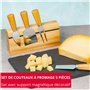 Westmark ensemble de Couteaux à Fromage - Set de 5 Pièces avec Porte-Couteaux en Bambou pour un Service Élégant de Différents Ty