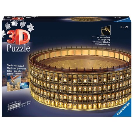 Ravensburger - Puzzle 3D Building - Colisée illuminé - A partir de 8 Ans - 216 pièces numérotées à Assembler sans Colle - Access