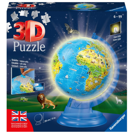 Ravensburger - Puzzle 3D Adulte Globe Terrasé avec Lumière | Puzzles 3D pour Adultes Et Enfants De 6 Ans Ou Plus | Maquettes À A