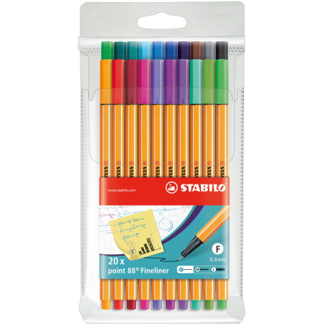 Stylo feutre - STABILO point 88 - Pochette x 20 stylos pointe fine - Coloris assortis [Exclusif Amazon]