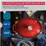 ELO 3073326 cocotte en fonte émaillée antiadhésive avec couvercle, rouge cerise, passe au four, marmite tous feux, faitout induc