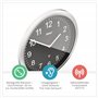 Mebus Horloge Murale Radio-pilotée 26 cm silencieuse Facile à Lire Cadre argenté Cadran Noir Modèle 19812 - Clair et Silencieux 