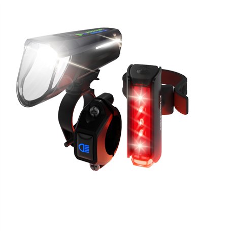 FISCHER Twin Stop 100 Lux Kit d'éclairage LED pour vélo avec Feux de Route et Mode capteur