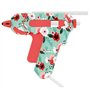 Westcott E-17201 00 Mini pistolet à colle à motif floral avec 2 bâtons de colle Turquoise/rouge