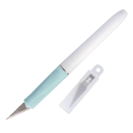 Westcott Couteau de bricolage scalpel | Cutter avec 4 lames de rechange comme couteau de précision pour le bricolage et les proj