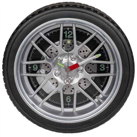 Out of the blue Objet Décoratif/Horloge Murale Rétroéclairée Inspirée d'une Roue de Voiture/Matière : Plastique Haute Résistance