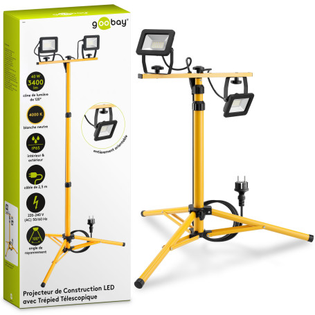 goobay 57845 Projecteur extérieur Double LED sur Pied télescopique
