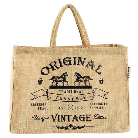 Domelo Paniers de courses. Sac à provisions imprimé. Sac en toile de jute grand sac en panier