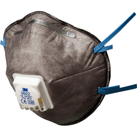 Masque antipoussière coque spécifique odeurs gênantes et vapeurs organiques 3M™ 9922 - FFP2