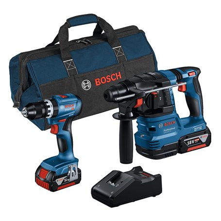Bosch Professional combo-kit GSB 18V-45 + GBH 18V-22 (avec 2 batteries 4