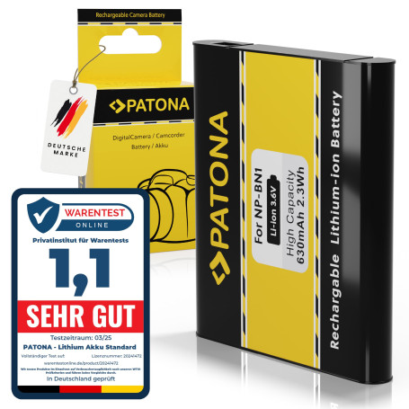 PATONA NP-BN1 Batterie 630mAh Compatible avec Sony CyberShot DSC W510 W530 W560 W610 W810 W830 WX50 WX220 DSC-QX10 DSC-QX30 DSC-