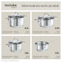 tectake® Set de casserole Inox Batterie de cuisine inox Casseroles & couvercle casserole 7 pcs. idéal Induction cuisinère gaz &