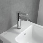 Robinetterie à levier unique Villeroy & Boch Architectura pour bidet, robinet pour bidet avec tirette, mitigeur pour bidet à éco