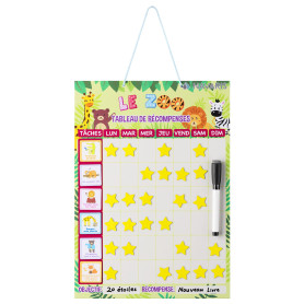 Navaris Tableau de récompense Enfants - Tableau magnétique comportement Responsable - 42 étoiles 1 marqueur 20 aimants d'activit