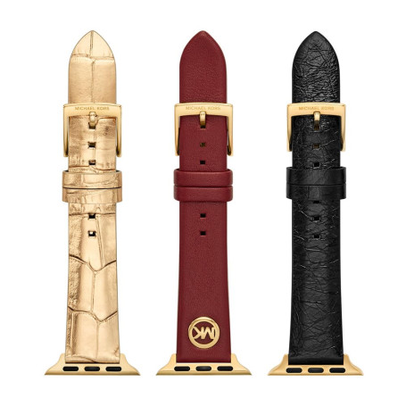 Michael Kors MKS8066SET Bracelet de montre en cuir multicolore pour Apple Watch 18 mm