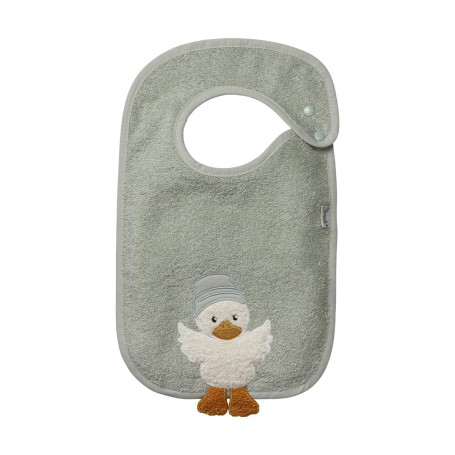 Sterntaler Bavoir uni en éponge avec bouton pression latéral et application canard Edda Lou pour fille et garçon